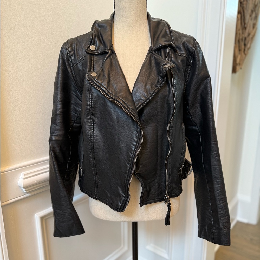 Free People Black Moto Leather Jacket
